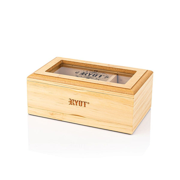Natural Wood Glass Top Storage Box (Medium)