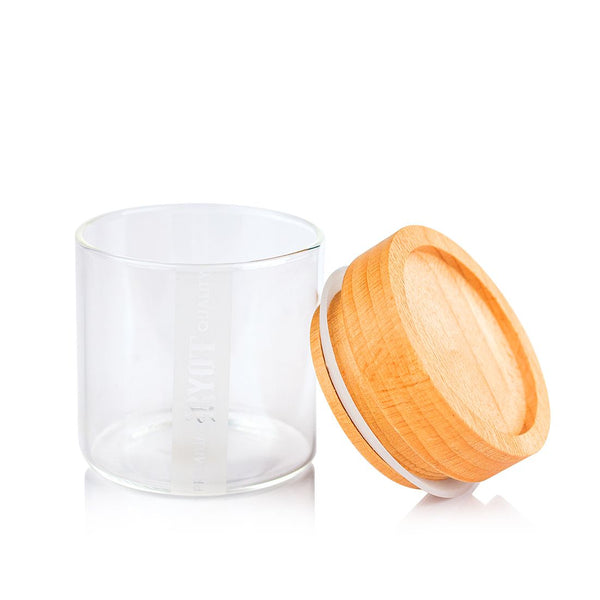 Clear Glass Jar with Beech Tray Lid