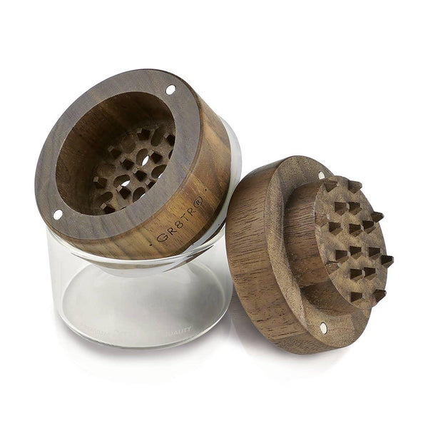 Walnut Wood GR8TR Grinder with Jar Body (Clear)