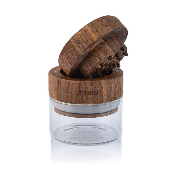 Walnut Wood GR8TR Grinder with Jar Body (Clear)